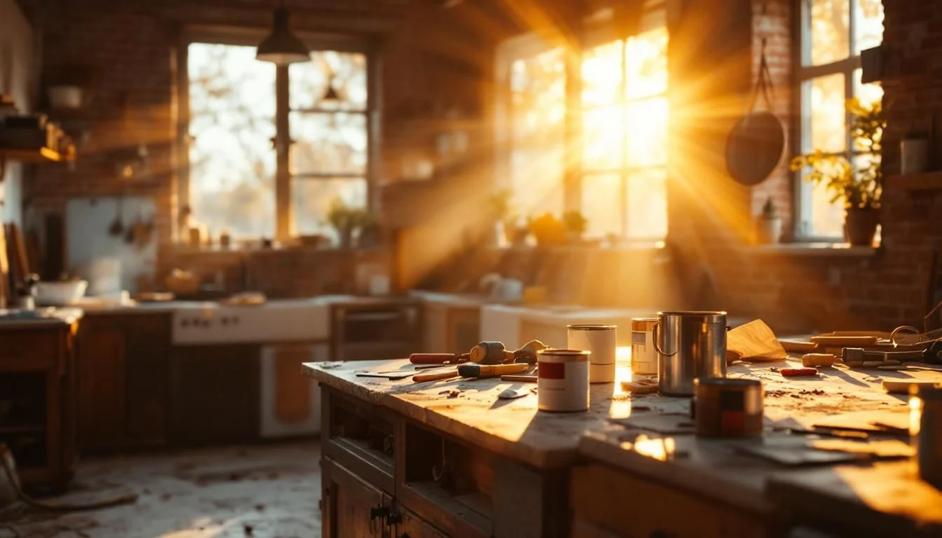 Outils de bricolage sur plan architectural avec clés de maison moderne